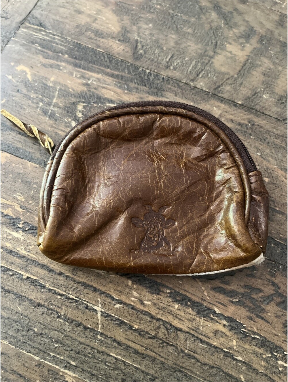 Crazy Heifers Cowhide Coin Purse Distressed Leather Hair On Hide Wallet Western